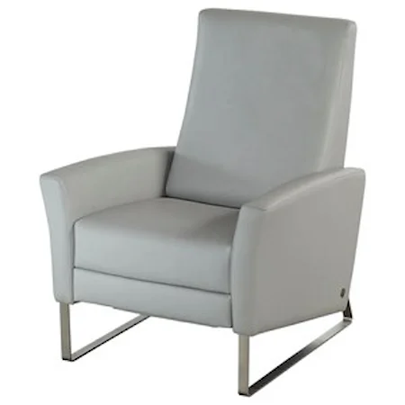 Contemporary Push Back Reclining Chair with Metal Sled Legs
